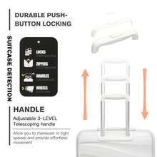 4-Piece Suitcase Set 14/20/24/28 Inches, Cosmetic Case, Hand Luggage & Check-In Suitcase Made Of PP With TSA Lock, 4 Wheels, Lightweight, Quiet, Hard Shell, Ideal For Travel, Vacation, Study, Dorm Life And As A Gift For Men And Women - 白色 - 查看 6
