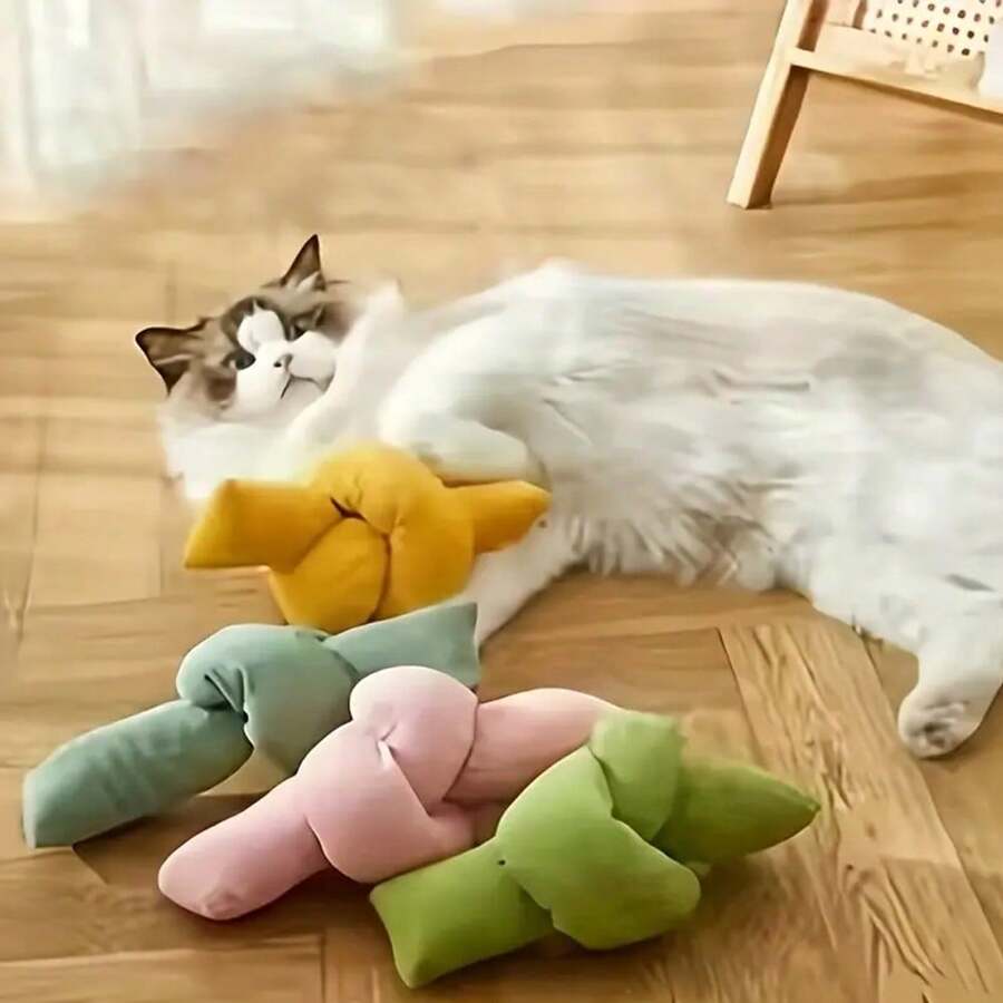 1 pieza Muñeco de peluche con sonido para masticar para mascotas, bola con catnip para rascar para cachorros y gatitos