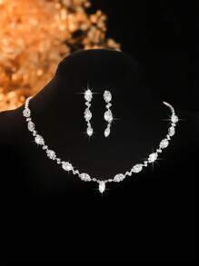 Conjunto de 3 peças de colar e brincos geométricos, versáteis e elegantes, adequados para mulheres que frequentam o dia a dia, encontros no campus, casamentos, festas, presentes para o Dia dos Namorados e feriados