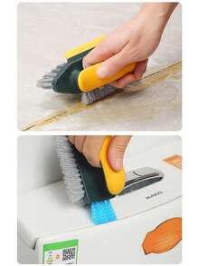 1件家用多功能缝隙刷，浴室刷，地板缝隙刷，刮刀刷一体式浴室角落缝隙马桶清洁刷。