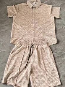 夏季新款男士休闲衬衫套装