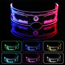 LED Glowing Glasses - Cyberpunk Future Style, 12 Modes With Hexagonal Lenses, Glow In The Dark Party Gogg For Cosplay, Halloween, Dance Performances And Festive Events, Sci-Fi Look | Plastic Frame