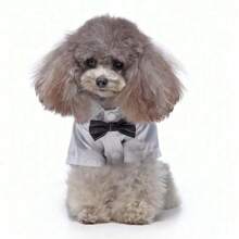 1pc Striped Dog Tailcoat Formal Shirt, Suitable For Weddings, Parties, Birthdays, Halloween Pet Costumes, Role-Playing Costumes