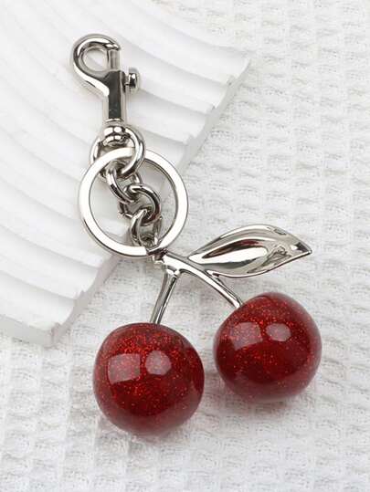 Wisiorek wiśniowy Nowość Duży kryształowy wisiorek w kształcie wiśni Brokatowy brelok z wiśnią do torby Lśniąca żywica i metalowy dodatek do torebek i torebek dla kobiet Wisiorek do torby Akcesoria do plecaków Różne style i kolory