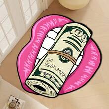 1件装唇印美元图案地毯，时尚创意地毯，家居装饰垫，适用于厨房、玄关、卧室、浴室、客厅、游戏室、衣橱、餐厅、后院，易于清洁，厚绒地毯，适合秋冬季浴室厨房装饰。 - 粉色 - 查看 1