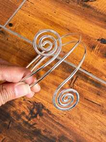 CIZME Women's Y2K Style Arm Cuff Bracelet, Adjustable Stainless Steel Armband, Gold/Silver Feather Arm Cuff, Open Bangle Bracelet - Armband - View 8