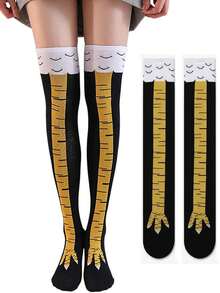 1双创意鸡爪图案过膝袜，健身鸡爪袜，显瘦又有趣，秋冬季，Y2K风格，舒适保暖 - 彩色 - 查看 10