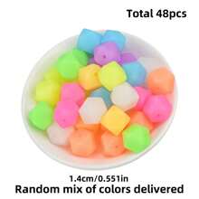Kit de 48/88 cuentas de silicona que brillan en la oscuridad | Mezcla de hexágonos y redondos (12/14/15mm) | Suministros de manualidades DIY para hacer collares, pulseras, llaveros, cordones de identificación | Regalo unisex para adultos, estudiantes, accesorios de oficina