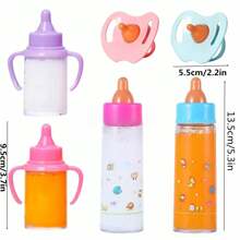 Feeding Play Set | Doll Stroller Doll Care 6 Pcs | Feeding Playset | 2 Milk & 2 Juice Bottles With 2 Doll Nipples