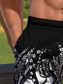 Shorts de playa de verano para hombre con estampado 3D de pulpo, hawaianos