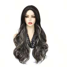 Long Brown Mixed Blonde Wavy Wig For Women,26 Inch Long Middle Part Curly Wavy Wig Synthetic Heat Resistant Fiber Wig Cosplay Costume Halloween Wig