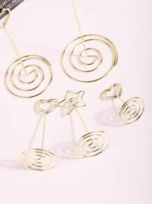 5pcs/10pcs Mini Table Number Holders, Gold Round Menu Card Clip, Great For Weddings, Birthdays, Anniversaries, Parties, Table Place Cards, Wire Picture Frames, Desk Photo Holder, Table Decorations, Back To School Valentine Day