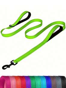 Heavy Duty Dog Leash - Two Cushioned Handles Provide Additional Control, With Night Walking Reflective Strips - Suitable For Medium To Large Dogs - Multicolor - View 29