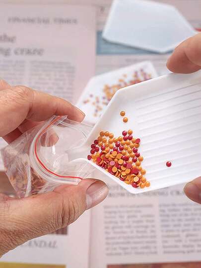 3/6/10pcs DIY Artificial Diamond Painting Tray, Art Painting Bead Sorting Tray, Rhinestone Gems Accessories, DIY Craft Tools, Jewelry Making Tray, Sorting Tray