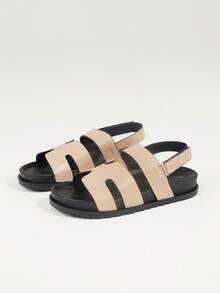 brave soul Cut Out Detail Sandals With Strap, Taupe - Taupe - View 3