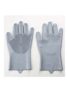 Silicone Dishwashing Gloves - Waterproof & Heat Resistant Kitchen Cleaning Gloves With Built-In Scrubbing Brush - Extra Thick, Durable & Comfortable, Suitable For All Household Work, Multi-Size Gloves | Flexible Cleaning Gloves | Heat Resistant Gloves
