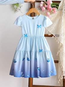 Vestido de moda estilo princesa degradado para niña pequeña, adecuado para primavera/verano