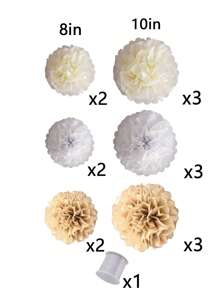 17pcs/16pcs Wedding Party Decor Paper Flower Balls, Khaki, Beige, Olive Green Paper Pom Poms, Birthday Party Background Decoration Balls, Suitable For Festivals, Anniversaries, Wedding, Valentine's Day Decorations Mother's Day Graduation