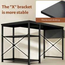 EnHomee 48" Computer Desk With Power Outlets, Gaming Desk With Reversible Shelves, Office Desk For Corner Space, L Shaped Desk For Bedroom, Home Office Desks For Study Writing