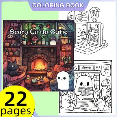 كتاب تلوين رائع مخيف: صفحات مريحة وممتعة مع مخلوقات جذابة ومرعبة، مصنوع من ورق عالي الجودة، مثالي للتخفيف من التوتر والاسترخاء، هدية عيد الأم