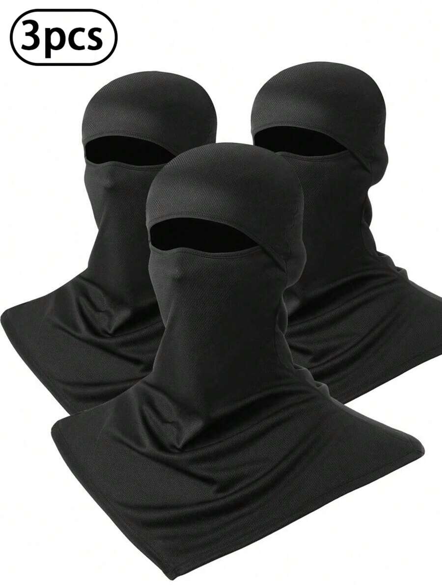 3pcs Polyester Fiber Balaclava Face Mask Face Cover Sun Protection Neck Cover Summer Full Face Mask Breathable Motorcycle Hood Helmet Liners Windproof Long Neck Cove Outdoor Sports UV Sun Protection