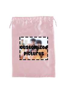 1pc Customized Soft Drawstring Bags For Hair Extensions, Wigs & Tools - Silky Satin Storage Pouches In Pink, Beige, Black, Red - Ideal For Travel & Organization, Personal Care Accessories