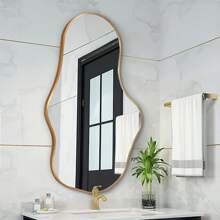 Irregular Wall Mirror Aluminum Alloy Frame Asymmetric Mirror Suspension Mirror Bedroom Dressing Room Cloakroom Living Room Bathroom Home Decor Back To School Room Decor School Supplies