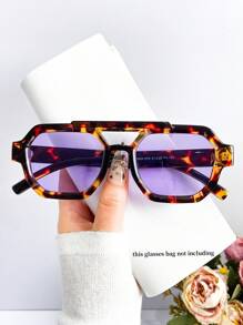 Gafas de moda con doble puente cuadrado vintage, gafas de lente de océano de alta gama retro para fiestas de playa al aire libre, gafas de moda de estilo callejero para mujeres, accesorios de playa para mujeres, para verano, playa, vacaciones, al aire libre y viajes