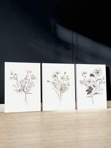 Set Of 3 Watercolor Style Wall Art, Flowers And Plants Wall Decor, Butterfly Canvas Prints, Natural Home Decor, Modern Artwork Wall Posters Wall Decorations, Leaf Room Decor Wall Hanging Poster For Living Room Bedroom Bathroom ,Wall Art With Frame