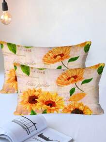 Conjunto de capa de edredom com estampa floral de girassol vintage, 2/3 peças, capa de edredom queen size, com 1 capa de edredom e 1 a 2 fronhas, colcha king size, lençol, poliéster macio e agradável à pele, lavável à máquina e a seco. Adequado para decoração de casa e quarto, disponível em diversos tamanhos, como solteiro e casal. É um ótimo presente de aniversário.