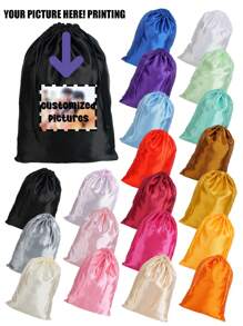 1pc Customized Soft Drawstring Bags For Hair Extensions, Wigs & Tools - Silky Satin Storage Pouches In Pink, Beige, Black, Red - Ideal For Travel & Organization, Personal Care Accessories
