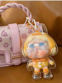 1 Piece Crybaby Cry Doll Series Ultra Transparent Acrylic Protective Cover - Transparent Storage Cover For Collectible Statues, Dustproof Display Box With Pink Hat Character Design, Perfect For Home Decoration And Gatherings (Excluding Dolls), Doll Accessories, Suitable As Gifts For Festivals And Collecting Enthusiasts