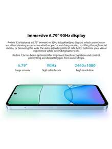 Xiaomi Redmi 13x Smartphone 8GB+256GB Global Version Helio G91-Ultra Processor 6.79" FHD+ DotDisplay Up To 90Hz Refresh Rate 108MP Super-Clear Main Camera 5030mAh (Typ) Supports 33W Fast Charging 3.5mm Headphone Jack Xiaomi HyperOS