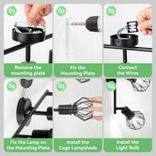CANMEIJIA Lámpara de techo vintage, lámpara de araña de hierro negro con 4 brazos, lámpara colgante para decoración del hogar con casquillo E27, adecuada para sala de estar/cocina/dormitorio/comedor/balcón/pasillo/cafetería/bar/galería/sala de exposiciones/pasillo/hotel/restaurante/hogar, luz cálida/blanca, AC85-265V - Lámpara colgante con portalámparas E27 - Ver 12