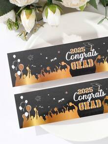 10/24pcs Black Gold 2025 Graduation Bottle Sticker, Black Gold Graduation Hat Pattern Packaging Sticker,Black Gold Graduation Packaging Sticker, Graduation Celebration Party Decor Room Decor Table Decor, Graduation Party Decor Bottle Wrap Gift Sticker, Party Gift Decor Label Sticker, Graduation Decor Party Favor, Graduation Gift Packaging Supplies Packaging Label, Graduation Gifts - Graduation Season Black Gold - View 6