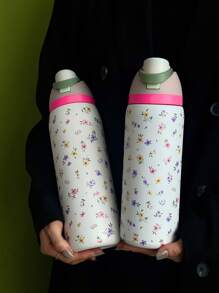 1pc Ditsy Floral Insulated Stainless Steel Vacuum Water Bottle, 24oz/32oz/40oz Capacity, Dual Drinking Methods With Straw, Suitable For Sports, School, Travel, Gym, Holiday & Birthday Gift