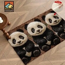 1 pièce Tapis de bain anti-dérapant à motif panda, matériau imitation cachemire, décoration peluche moelleuse, convient pour salles de bain, entrées, cuisines et autres occasions, lavable en machine, antidérapant, décoration quotidienne, décoration de fête à thème, cadeaux pour la maison chaleureuse, décoration de sol, peut être offert en cadeau