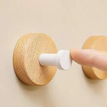 Wooden Hanging Hooks, Key Hooks, Jewelry Hooks, Bathroom Hooks, Kitchen Hooks, Towel Hooks, Clothes Hooks, Multi-Purpose Hooks, No-Drill, Cream Color, Anti-Rust, Anti-Mold, High Load-Bearing Capacity