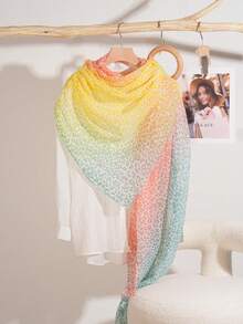 FADZOYLE 1pc Leopard Print Gradient Color Pattern Printed Boho Scarf Fashion Fringed Large Shawl And Wraps All Season Spring For Women Hijab Head Wrap Bandana Summer Beach Cover Up Sarong Turbans Soft Lightweight Scarves Fall Winter Daily Use Travel Gift For Dress - Scarf - View 12