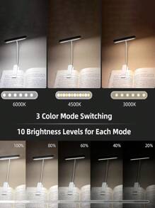 IFalarila Rechargeable Reading Lamp With Type-C Cable, Reading Lamp Clip [3 Colours And 10 Brightness] Mini Flexible Gooseneck And Clip Night Light For Children