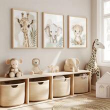 1/3 piezas Pósteres de arte de pared con estampados de animales, estilo moderno, estampados de animales de la jungla, decoración de guardería, guardería para bebés, arte de pared de guardería de animales, decoración de jungla para guardería, sin marco / enmarcado