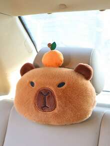 水豚汽车头枕安全带套可爱毛绒水豚安全安全带肩套汽车座椅配件