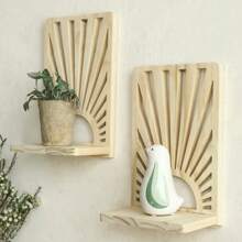1pc Minimalist Wooden Hanging Wall Shelf For Home Decor, Plant Pot, Vase And Ornament Display
