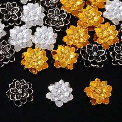 30 peças de contas espaçadoras de flor de lótus vintage para pulseiras, colares, chaveiros e acessórios de joias da moda faça você mesmo