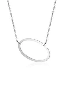 1 件时尚简约优雅淑女风格银色 26 个字母大字母吊坠项链