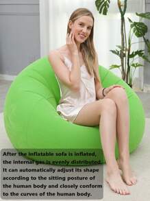 1 pieza Sofá redondo inflable, silla de camping inflable, sofá acojinado inflable, silla inflable, silla inflable plegable y portátil, adecuado para sala de estar, dormitorio, sala de lectura, balcón, camping al aire libre, de fácil almacenamiento y portabilidad, ocio y entretenimiento, dormitorio, silla con respaldo, silla de puf