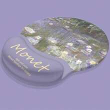 Tapis de souris avec repose-poignet Peinture de Monet, tapis de souris avec motif de fleur de lotus, tapis de clavier en silicone, unisexe