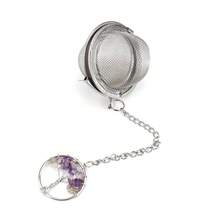 1pc 304 Stainless Steel Life Tree Shaped Tea Infuser, Decorated With Purple Crystal, Rose Quartz Crystal And Colorful Crystals - Multicolor - View 16