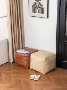 1pc Luxury Vintage Leather Storage Ottoman Footrest Stool, Multipurpose Storage Bag For Living Room, Toys, Accessories (Excluding Filler), Summer Women Gift, Wedding - Black - View 6