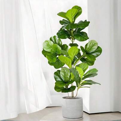 Árbol de banyan artificial grande de 70-135 cm, rama de planta de goma con hojas de plástico de ficus, adecuado para decoración del hogar, jardín, interior y exterior, sin incluir 1 pieza